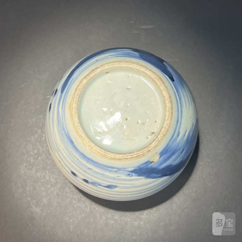 清 青花山水人物纹小罐 - 图6